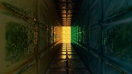 Video games mod tunnels minecraft reflections 3d art wallpaper