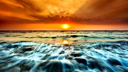 Water sunset ocean landscapes wallpaper