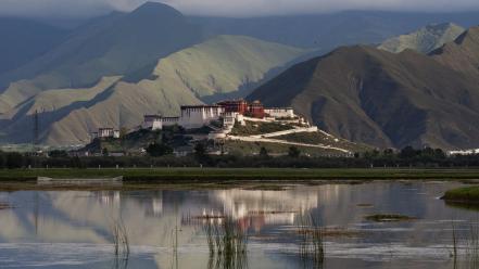 Cityscapes buildings tibet reflections potala palace wallpaper