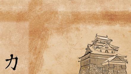 Japan minimalistic artwork himeji wallpaper