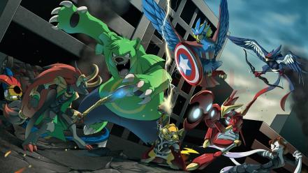 Man thor scizor loki crossovers avengers ursaring wallpaper