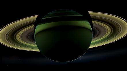 Outer space planets shadows saturn moons wallpaper