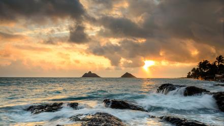 Rocks hawaii usa hdr photography beaches sea wallpaper
