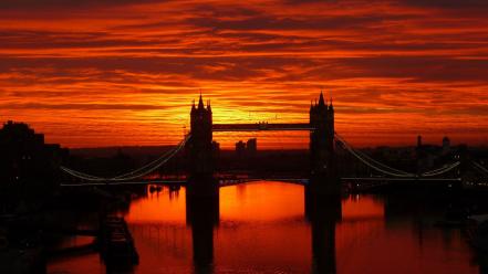 Sunset cityscapes london tower bridge rivers wallpaper