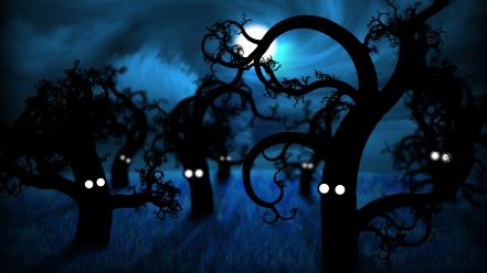 Trees dark funny wallpaper