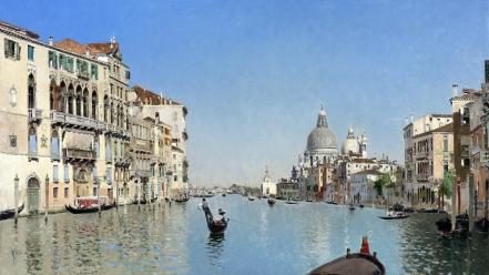Venice italy artwork gondolas canal martin rico wallpaper