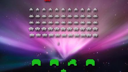 Video games space invaders aurora retro wallpaper