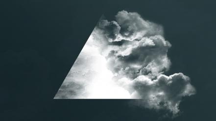 Clouds smoke artwork triangles wallpaper