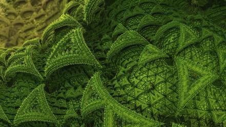 Green abstract fractals geometry wallpaper