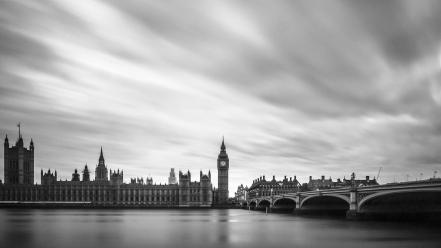 London grayscale long exposure wallpaper