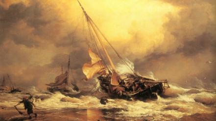 Paintings old artwork sailor sea wallpaper