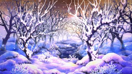 Paintings winter snow streams artwork wallpaper