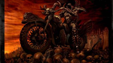 Skulls death scary hell motorbikes evil wallpaper