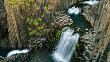 Streams iceland waterfalls upscaled wallpaper