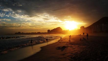 Sunset landscapes nature copacabana beach wallpaper