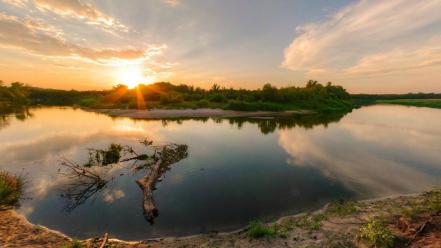 Water sunset landscapes nature forest russia wallpaper