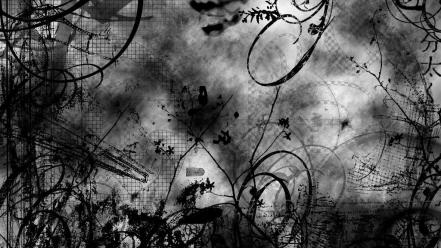 Abstract black white photo manipulation wallpaper
