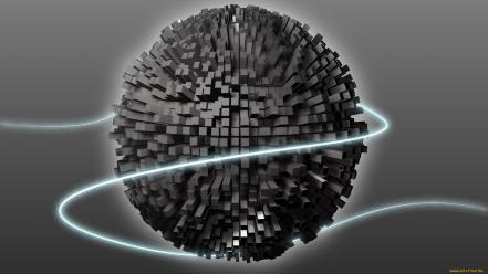 Abstract cubes spheres wallpaper