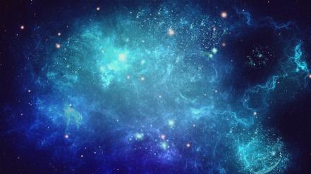 Blue outer space stars digital art artwork wallpaper