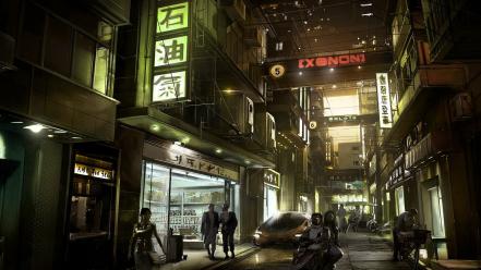 Cityscapes asians digital art science fiction artwork nightlife wallpaper