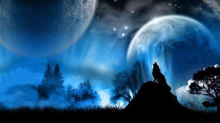 Fantasy art wolves wallpaper