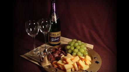 Glass fruits chocolate grapes wine wallpaper