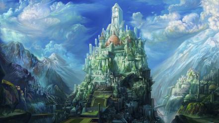 🥇 Green nature castles fantasy art wallpaper | (28123)