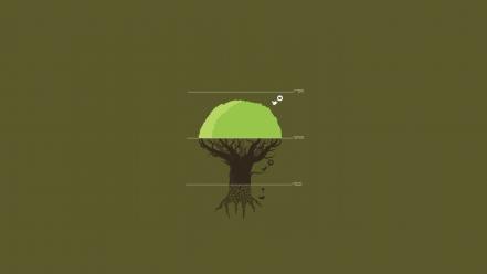Minimalistic trees growth green background wallpaper