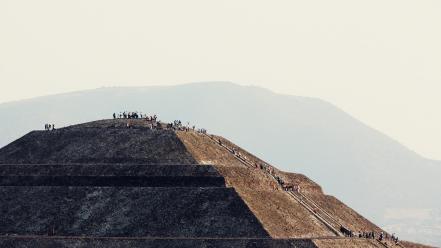 Mountains landscapes ruins fog south america pyramids wallpaper