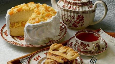 Tea desert cakes pies wallpaper