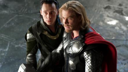 Thor armor loki chris hemsworth tom hiddleston (movie) wallpaper