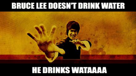 Bruce lee water funny drinks wallpaper