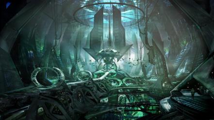 Cityscapes futuristic digital art science fiction artwork wallpaper