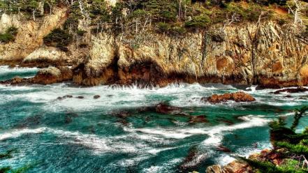 Cliffs hdr photography sea wallpaper