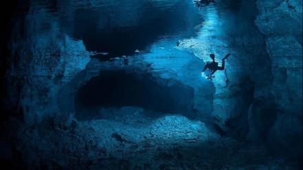 Landscapes cave russia underwater wallpaper