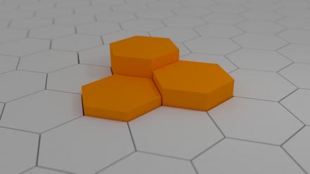 Minimalistic white orange hexagons wallpaper