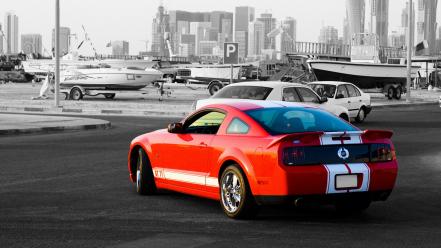Red cars ford selective coloring gt 77 widescreen wallpaper