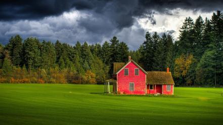 Red forests canada british columbia house farm sky wallpaper