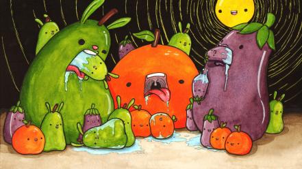 Trippy pears bunny ears vore eggplants cannibalism wallpaper