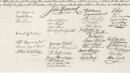 Usa historic signatures caligraphy declaration of independence wallpaper