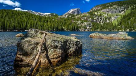 Water landscapes nature trees forest hills rocks lakes wallpaper