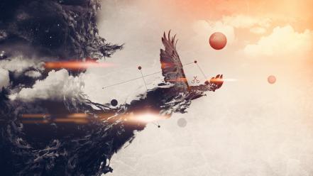 Abstract animals eagles digital art artwork wallpaper