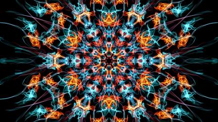 Abstract fire smoke patterns psychedelic symmetry wallpaper