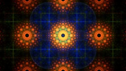Abstract orange fractals patterns geometry symmetry wallpaper