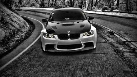 Black and white cars grayscale bmw m3 wallpaper