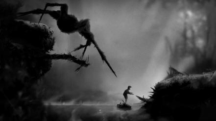 Black and white limbo spiders wallpaper