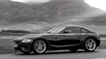 Black and white monochrome bmw z4 2006 coupe wallpaper