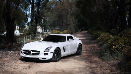 Cars white mercedes benz sls amg wallpaper