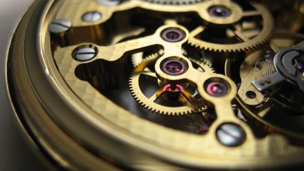 Close-up clocks gold gears clockwork watch wallpaper