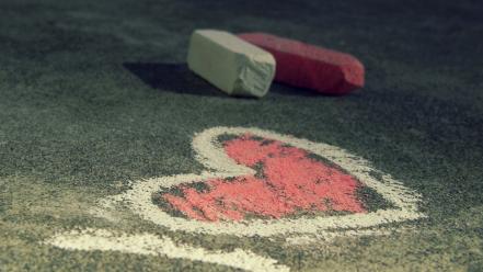 Hearts chalk asphalt wallpaper